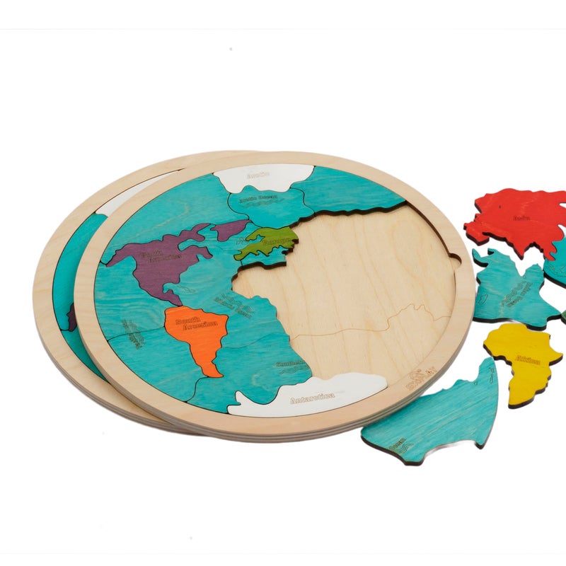 EKOPLAY 7 Continents & 5 Oceans of The Earth Wooden Jigsaw Puzzle for Kids | 21 Puzzle Pieces | Learning & Educational Toy Gift for Boys & Girls Ages 3 Years and Above - Image 3